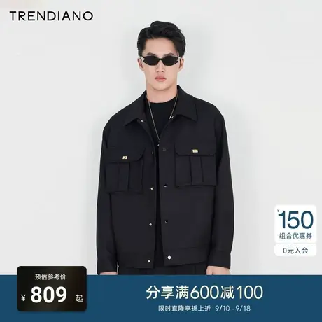 TRENDIANO官方2023新款春季男装休闲开衫外套潮商品大图