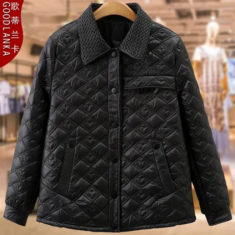 加肥加大码中年妈妈秋冬棉袄宽松时尚翻领棉衣夹棉轻薄款棉服外套商品大图