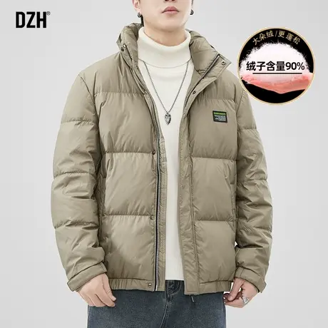 男士卡其色羽绒服冬季男2024新款夹克短款立领羽绒外套男款面包服商品大图