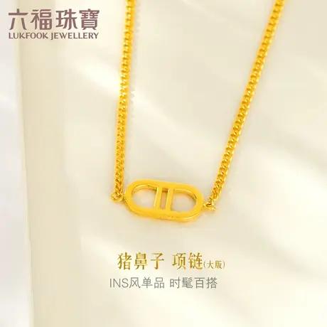 六福珠宝猪鼻子黄金项链女光影金5G足金链子实心计价B01TBGN0031图片