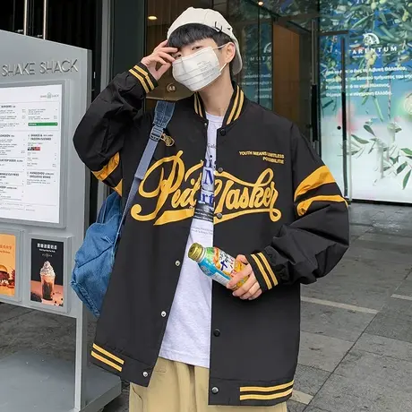 潮牌棒球服男春秋2023新款ins大码宽松男生休闲夹克潮流情侣外套商品大图