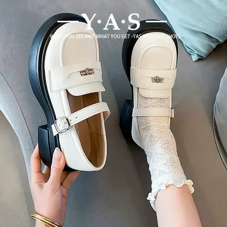 厚底黑色漆皮玛丽珍小皮鞋女2024夏薄款复古学院风百搭单鞋配裙子商品大图