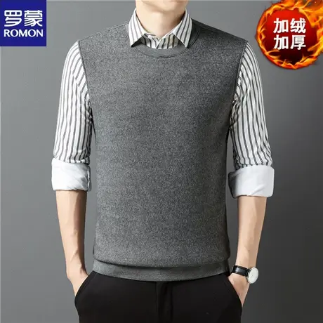 罗蒙假两件毛衣衬衫胸章针织衫秋冬假领两件套加绒加厚上衣打底衫图片