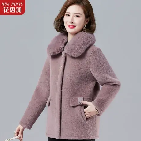 中老年女翻领加绒加厚外套秋冬上衣2022新款妈妈装冬装水貂绒棉衣图片