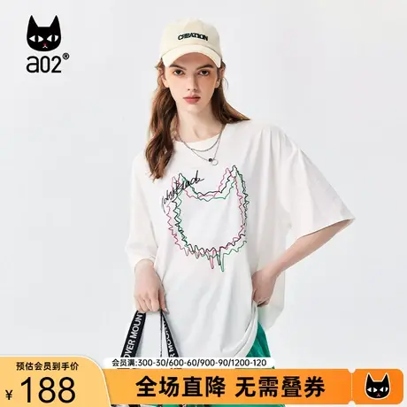 【趣玩】a02原创潮流T恤女2023夏季新品休闲百搭宽松印花短袖上衣商品大图