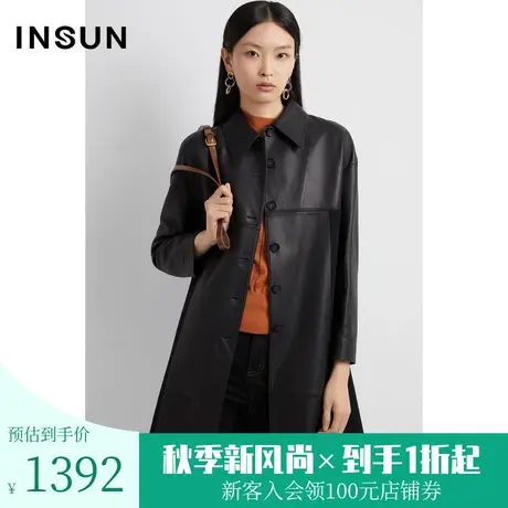 恩裳秋季新品经典翻领设计复古百搭绵羊皮皮衣外套女商品大图