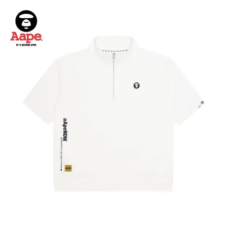 Aape男装秋冬字母印花猿颜魔术贴立领短袖卫衣外套3778XXG商品大图