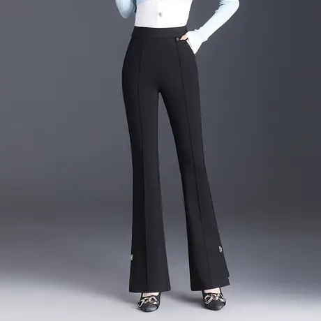 2023秋季新款喇叭裤女高腰坠感显瘦长裤气质弹力微喇职业休闲裤子商品大图