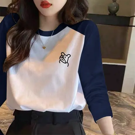 春季打底衫独特别致小衫春装2023年新款百搭t恤女插肩长袖上衣服图片