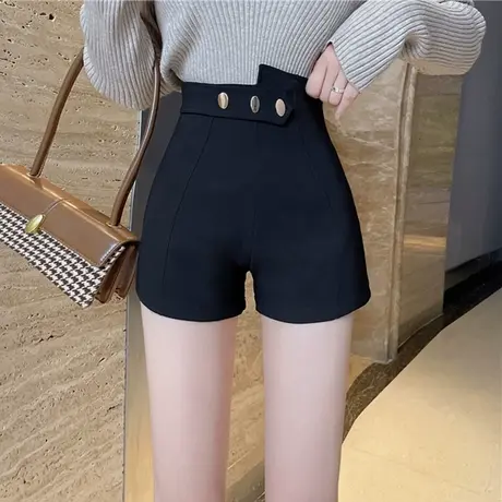 黑色短裤女装2023年新款秋冬季爆款高腰宽松显瘦阔腿a字休闲裤子商品大图