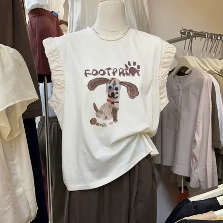 设计感小众无袖T恤背心女夏天韩版宽松显瘦百搭纯棉上衣服ins潮商品大图