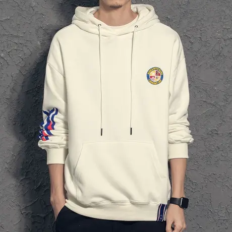 奕飏2019秋季徽章刺绣连帽卫衣男春秋款潮牌学生外套帽衫秋装上衣商品大图