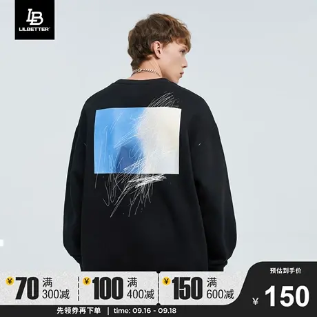 Lilbetter加绒卫衣男士秋冬新款外套涂鸦上衣潮牌秋装印花衣服LB商品大图