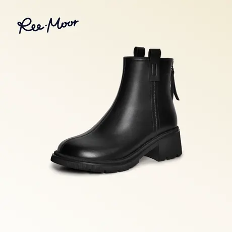 REEMOOR睿慕圆头时装靴女后拉链中跟增高靴子女2023秋冬新款女鞋图片