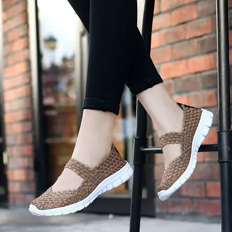 老北京布鞋女中老年平底休闲鞋春夏老人鞋防滑软底编织鞋妈妈凉鞋商品大图