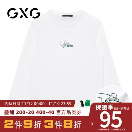 【新品】GXG【100%棉】23秋季新品卡通人物印花简约打底长袖t恤商品大图