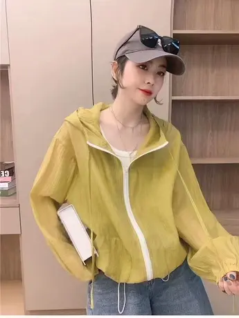 连帽拼色防晒衣女薄款欧洲站夏装2023新款欧货女装时尚洋气外套潮商品大图