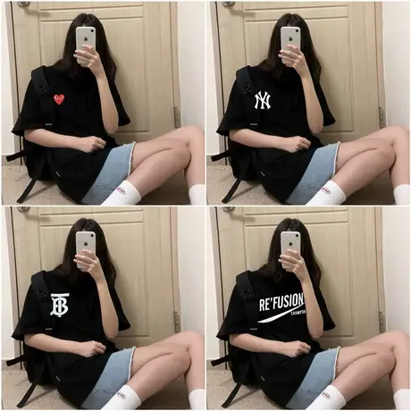 2023年新款春夏季情侣女装别致小众设计感潮ins上衣服正肩短袖t恤图片