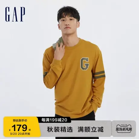 Gap男女装秋季2023新款LOGO学院风宽松落肩T恤773179时尚潮流上衣图片