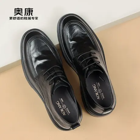奥康男鞋2025春夏新款真皮商务正装皮鞋透气舒适软底休闲德比鞋商品大图