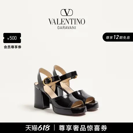 [礼物][12期免息]华伦天奴VALENTINO女士 FAWCETTE小牛皮粗跟凉鞋图片