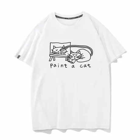 秀洛画一只猫猫在画自己梵高自画像恶搞衣服半袖情侣装短袖T恤男图片