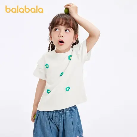 巴拉巴拉宝宝短袖女童童装上衣2024新款儿童T恤打底夏装甜美可爱商品大图
