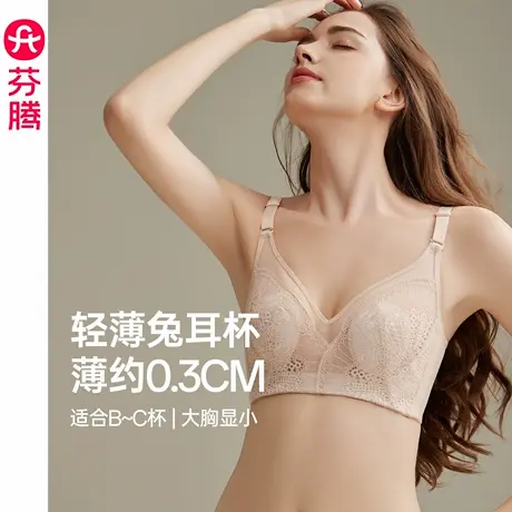 芬腾内衣女性感大胸显小收副乳文胸上托防下垂透气舒适无钢圈胸罩商品大图