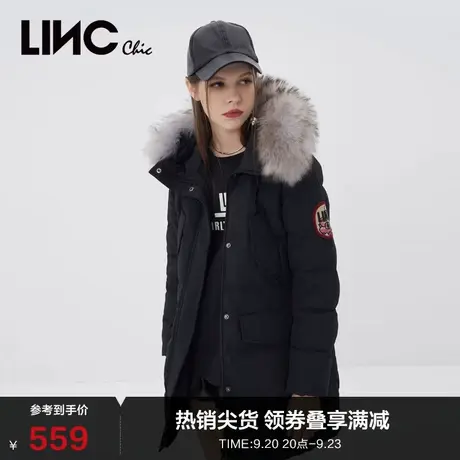 LINCCHIC金羽杰羽绒服女轻奢皮毛收腰中长款羽绒服女冬季944216图片