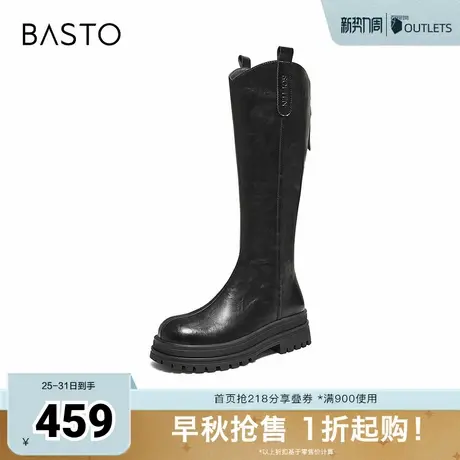 百思图2025冬季新款商场同款骑士靴时尚潮流街头女长靴BV016DG5图片