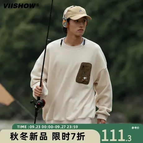 VIISHOW日系圆领卫衣男秋冬新款宽松套头休闲山系cityboy上衣商品大图