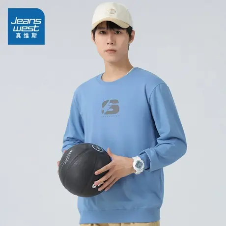 LE真维斯男装男生长袖圆领休闲卫衣2025春季新款衣服男款上衣潮商品大图