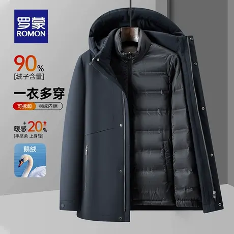 【一衣五穿+鹅绒】罗蒙男士短款羽绒服2025冬季新款保暖休闲外套商品大图