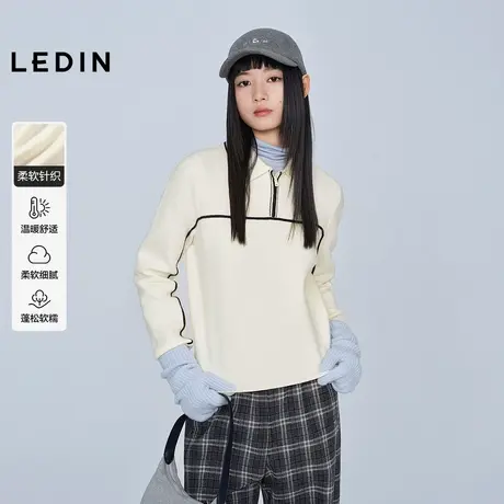 【商场同款】乐町撞色线条polo针织衫冬季新款翻领毛衣C2EEF4270图片