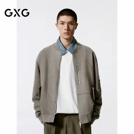 GXG男装 商场同款 仿麂皮棒球领夹克外套男24年秋新品G24X213019商品大图