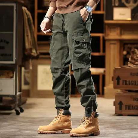 美式复古男裤休闲裤时尚潮流裤子男款多口袋宽松束脚工装裤男商品大图