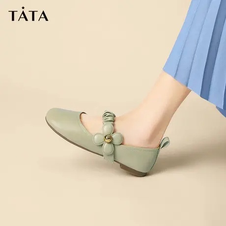 Tata他她甜美花朵法式玛丽珍鞋女平底单鞋小皮鞋奥莱春新YSU02CQ2图片