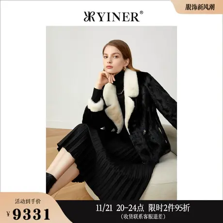 YINER音儿线上专选女装冬季短款西装领水貂毛皮草商品大图