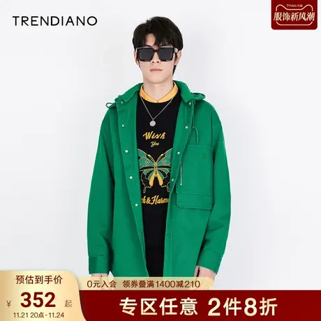 TRENDIANO春秋新款多彩配色百搭吸睛衬衫男时尚潮流纯棉休闲上衣商品大图