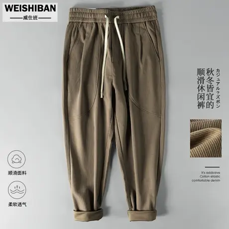 秋季新款日系复古纯色休闲男士长裤子潮流时尚抗皱垂感宽松极简裤图片