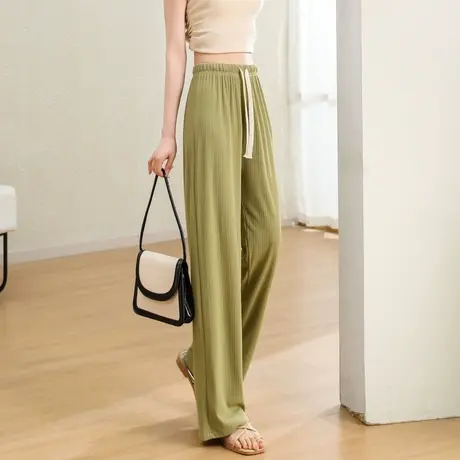 时尚气质休闲直筒裤2023年夏季新款女士简约高腰显瘦通勤百搭长裤图片