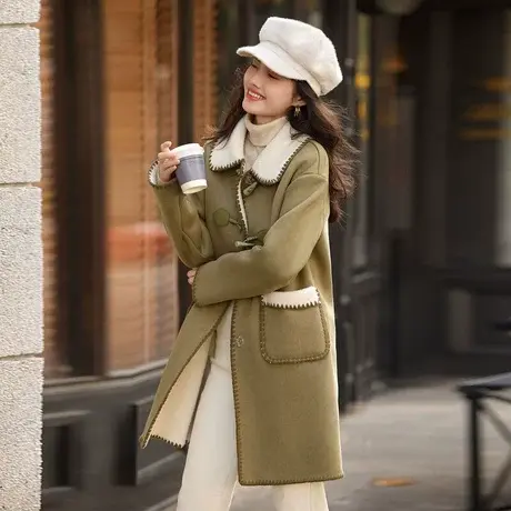 时尚气质设计感加厚皮草长款外套女士2023年冬季新款百搭减龄上衣图片