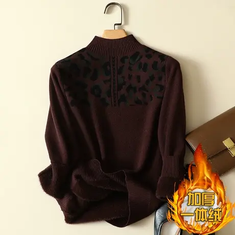 半高领加绒毛衣女加厚一体绒宽松外穿秋冬2023新款保暖针织打底衫商品大图