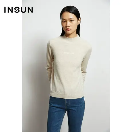 INSUN恩裳秋季半高领山羊绒毛针织衫商品大图