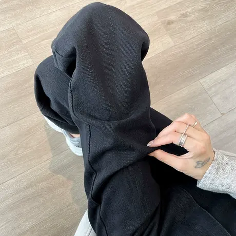 黑色窄版阔腿牛仔裤女2023春秋新款高腰显瘦直筒百搭宽松阔腿裤子图片