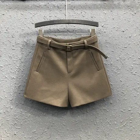 毛呢短裤女春夏新款韩版休闲高腰显瘦a字个性打底外穿靴裤阔腿裤图片