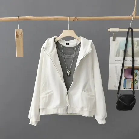 2024年秋装新款韩范休闲连帽外套卫衣女洋气运动装上衣小个子开衫商品大图