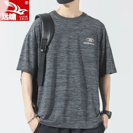 短袖t恤男夏季薄款冰丝男士体恤半袖上衣男生圆领宽松运动速干衣T图片
