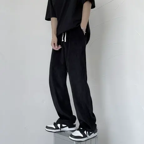 灯芯绒裤子男士秋冬季直筒宽松潮牌ins高街潮流垂感拖地休闲长裤商品大图