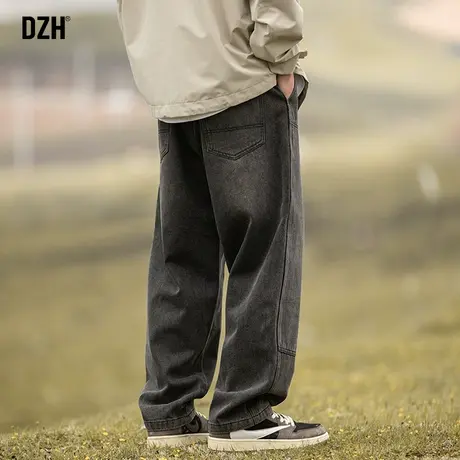 男士阔腿牛仔裤潮牌男直筒宽松慵懒风裤子美式高街秋季休闲裤男款商品大图
